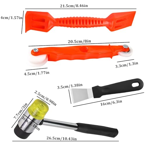 YOYIAG Window Glazing Tool Kit: 4PCS Hammer Nylon Hammer Glazing Tools Glazing Paddle, Red Window Roller and Chisel, Multi-Functions Window Glazing Tool Kit - Image 2
