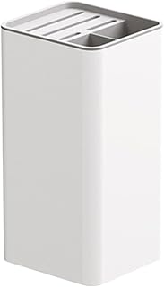 Kitchen Utensil Organizer Holder, Multipurpose Cutlery Drain Box | White PET PP Silicone Build, Sleek Minimalist Style, Countertop Use, Chopsticks and Knife Storage