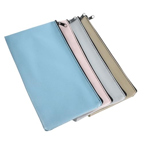 Uonlytech 4Pcs PU Money Pouches with Zipper Multi Use Storage Bags for Cash Receipts and Documents and Functional Organizer for Travel Home and Office