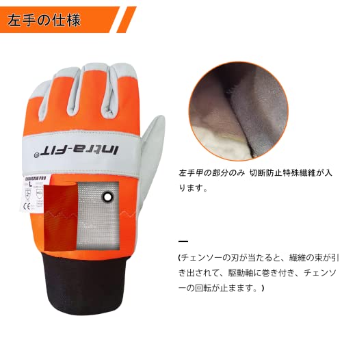 [Intra-FIT] チェーンソー手袋 防振手袋 牛革 メカニックグ