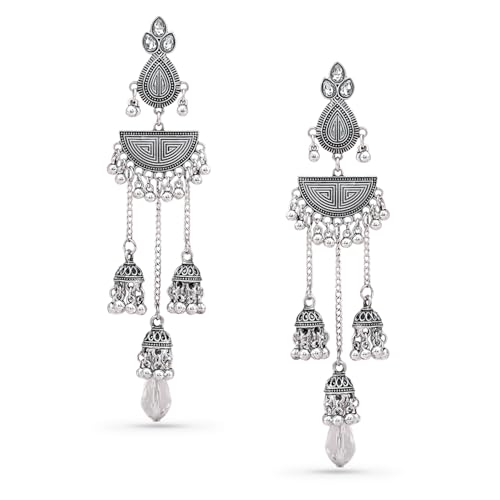 Image of Rubans Oxidised Jhumka Earrings Ghungroo Boho Statement Jewellery Gift for Women & Girls