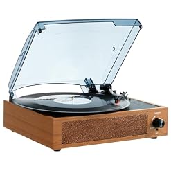 VEVOR Platine Vinyle 3 Vitesses Tourne-Disque entraînement par Courroie, Haut-parleurs intégrés 3 W, Cartouche magnétique, 33/45/78 TR/Min Bluetooth Aux Sortie RCA, pour disques vinyles 18/25/30 cm - Les Beatles, Paul McCartney, John Lennon, RIngo Starr, George Harrison