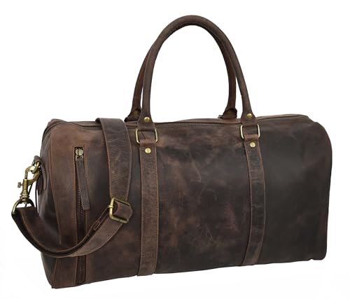 Distressed Leather Duffle Bag Weekend Travel Holdall Sports Gym Kitbag,