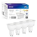 MYOUKE Dimmable GU10 LED Bulbs, 70W Halogen Bulb Equivalent, 3 Color Selectable 3000K 4200K 6000K, 7 Watt, 650 Lumens, 120V LED GU10 Spotlight, 40° Spot Light for Recessed Track Light (4)