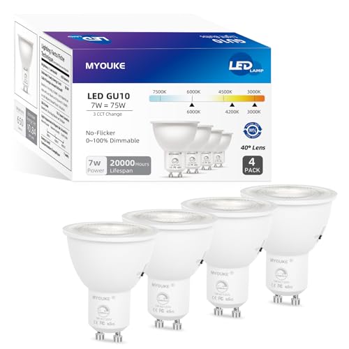 MYOUKE @\t GU10 LEDdA70WnQdA3FI\ 3000K 4200K 6000KA7bgA650[A120V LED GU10X|bgCgAߍ݃gbNCgp40°X|bgCg(4)