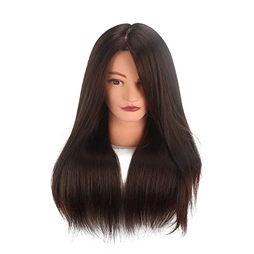 18 Zoll 100% menschliches Haar, braun und schwarz, zwei Haarfarben. Barber’s Sport Kopf Modell mit langem Haar Styling (Braunes Haar)