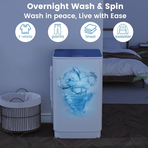 Image of VCJ Portable Washing Machine, 20 Lbs Full-Automatic Portable Washer with 7 Wash Cycles, LED Display, Electric Laundry Machine for Apartment, RVs, Dorms