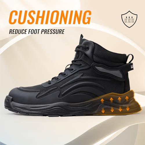 Image of Steel Toe Shoes for Men, Lightweight Safety Work Shoes, Breathable Puncture-Resistant Work Shoes for Warehouse, Factory and Light Construction
