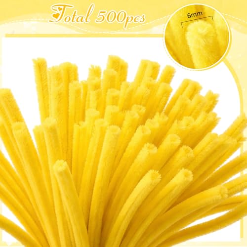Image of Peryiter 500pcs Pipe Cleaner Craft Pack, Yellow & Purple Flower, 12 Inch