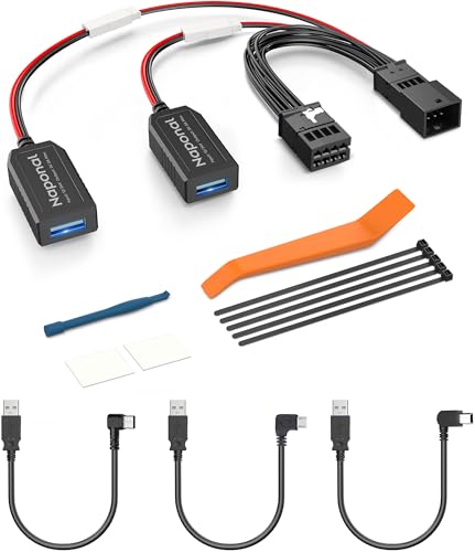 Naponal GPS Dashcam Power Adapter,(8Pin Type B Connector) Mirror Camera Charger Station Radar GPS Dash Cam Charger Cable for Audi A1/A3/A4L/A5/A6L/A7/A8L/B8, Connects to Auto-dimming Rearview Mirror