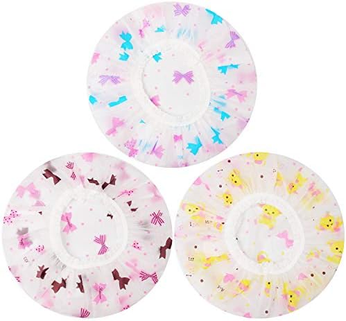 3 Pcs Reusable Shower Caps for Women, Waterproof Bath Hair Caps