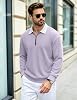 Camisas Polo con Cremallera Parcial y Cuello para Hombre, Manga Larga, Casual, de Punto Waffle 4