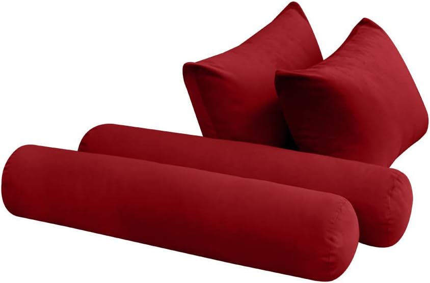 Prolinemax Style V4 Twin-XL Size Knife Edge Velvet Indoor Daybed Mattress Bolster Pillow Complete Set AD369