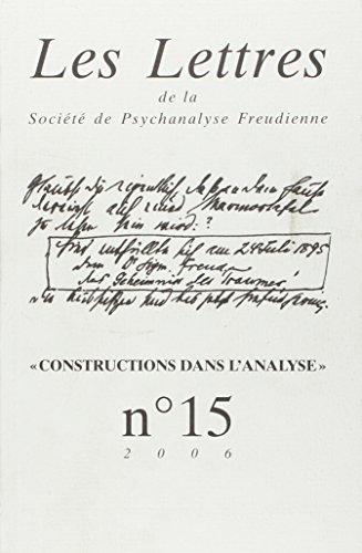 Les Lettres de la SPF n°15: « Constructions dans l’analyse »