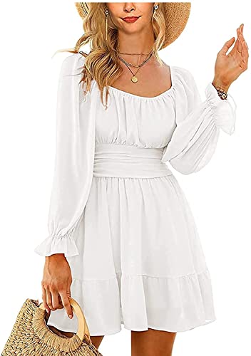 Elegantes Damenkleid: Stilvolles A-Linien Swing Kleid in Weiß