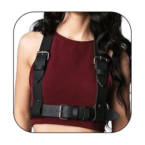 Bmirth Leather Belt Chain Bra Body Harness Belt Waist Body Chain Party Rave Accessories for Women(Leather body chain)
