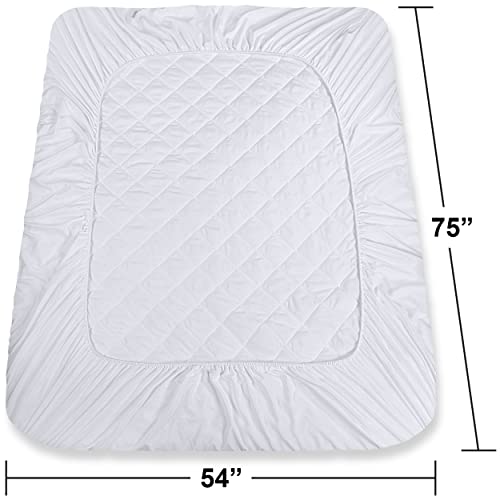 Utopia Bedding 2 Pack Quilted Fitted Mattress Pad, Full Size, Elastic Fitted Mattress Topper Protector and Cover Stretches up to 16 Inches Deep, Machine Washable (White)