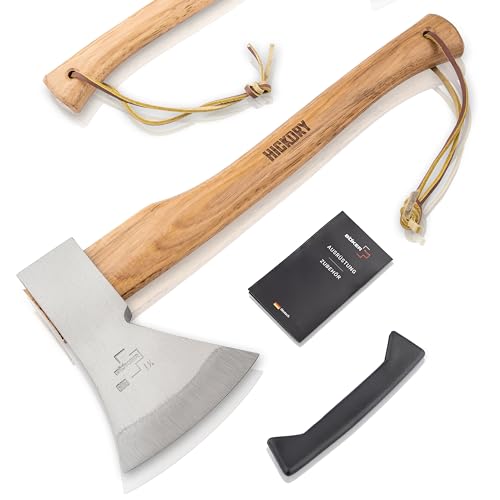 BÖKER PLUS® Appalachian Axe Small - Small Carbon Axe with Short Hickory Wood Handle - bushcraft, Outdoor & Survival - Professional - with Rhenish Head 21.16 oz Made of Carbon Steel 1055