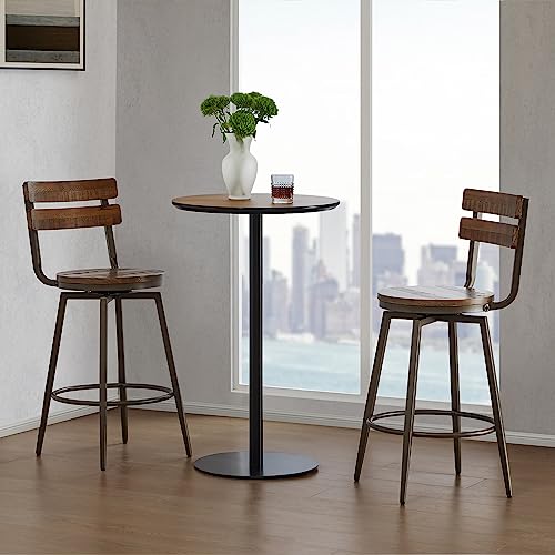 Watson-Whitely-Swivel-Bar-Stools-with-Detachable-Back-26-Counter-Height-Bar-Stools-Rustic-Farmhouse-Wood-Barstools-Set-of-2-for-Kitchen-Dining-Room-Metal-Base-in-Antique-Bronze-Brown Watson Whitely Swivel Bar Stools with Detachable Back 26 Counter Height Bar Stools Rustic Farmhouse Wood Barstools Set of 2 for Kitchen Dining Room Metal Base in Antique Bronze Brown