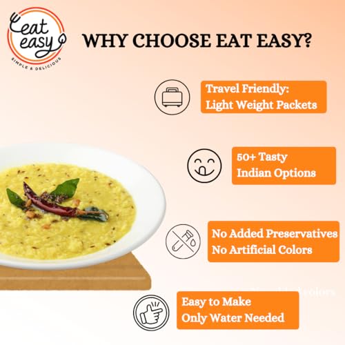 Image of Eat Easy Ready To Eat Khichdi Kadhi (Pack of 2), 95gm of 1 Pack, Instant Food, Indian Meal, Travel Food, No Preservatives, No Added Artificial Colours & Flavours, Just Add Water and Cook