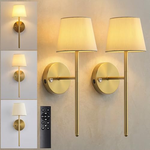 Apliques de pared para dormitorio juego de 2 luces regulables con mando para leer en la cama