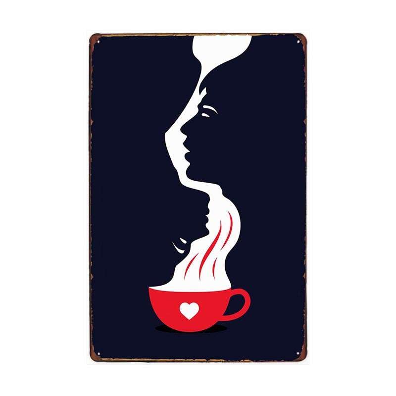ABCDEFG - Letreros de metal de hojalata – 4 piezas menú de café – letreros de bar para bar en casa – Cartel de cueva de hombre | Letreros de metal vintage Reino Unido | Carteles de pared de metal |