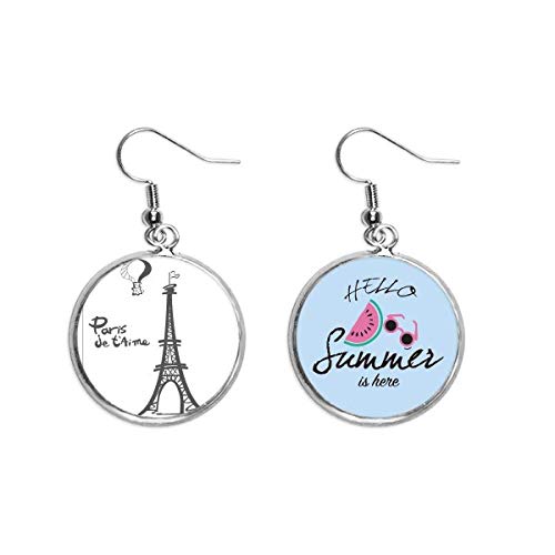 Pendientes de sandía ligeros silueta Torre Eiffel París para lóbulos delicados en verano