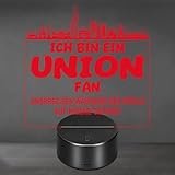 Lieblingsmensch Union Fan Fußball LED Nachtlicht – 3D Skyline Design „Ansprechen auf eigene Gefahr“ – RGB Farbwechsel mit Fernbedienung & Touch – Stimmungslicht für die Man Cave – 19x23cm