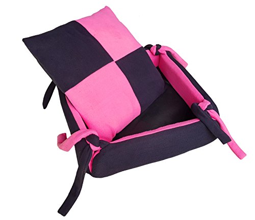 Image of Fluffy's Luxurious Dog /Cat Bed Square Shape Super Soft Foam Reversible Sky Blue & Black (Pink, Medium)
