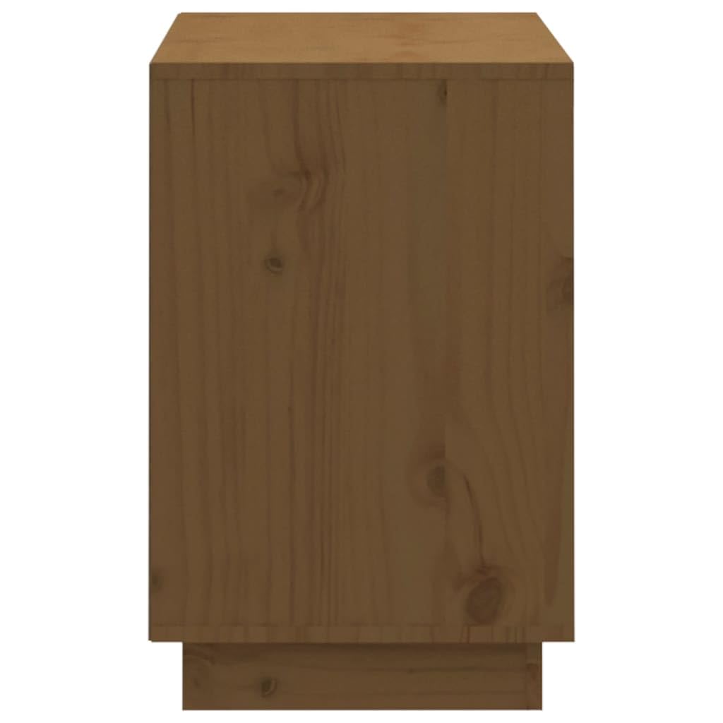 Schuhregal Honigbraun aus massivem Kiefernholz 110x34x52 cm, Schuhschrank mit 2 Schubladen und 4 Fächern, Stabiler Schuhständer für Flur, Diele, Schlafzimmer und Garderobe