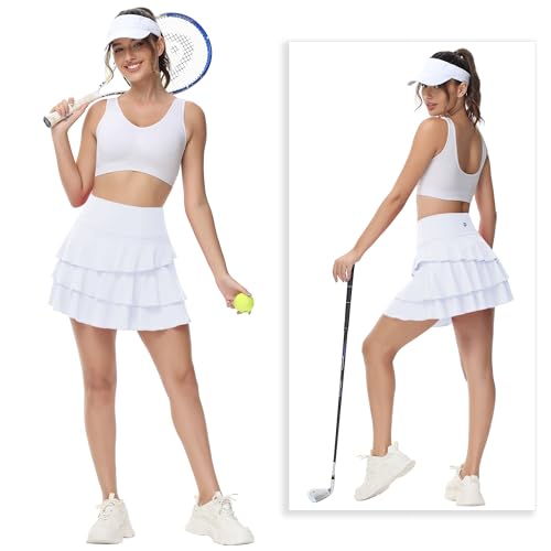 YuKaiChen Women's High Waist Athletic Tennis Golf Skirts Layered Ruffle Pleated Sports Casual with Pockets3