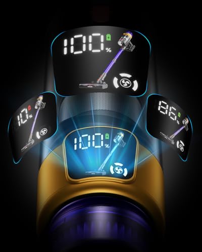 Akku Staubsauger 50000Pa/600W/65Mins 1,8L Staubsauger Kabellos mit OLED-Display. Verwicklungsfrei Staubsauger,8-lagige Filterung,geeignet für Hartböden, Teppiche und Tierhaare – Bild 6