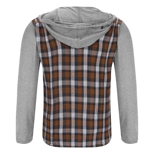 RTTUIOP Jacket For Men Men'S Hoodies Winter Casual Long Sleeve Work Plaid Hooded Coats Loose Warm Button Down Hoodies2