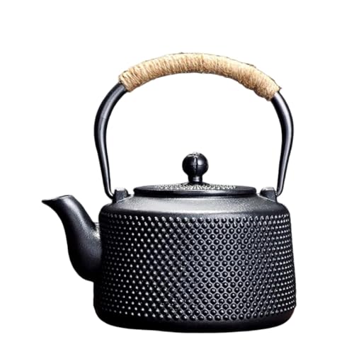 GERRBG 鉄瓶 急須 鋳鉄ケトル 鋳鉄製ティーポット 鉄びん 鉄器 大容量 おしゃれ 伝統工芸品 手作り お茶入れる道具 茶道道具 ガスコンロ/IHコンロ/電気セラミックコンロ/炭コンロに対応 (1.6L)