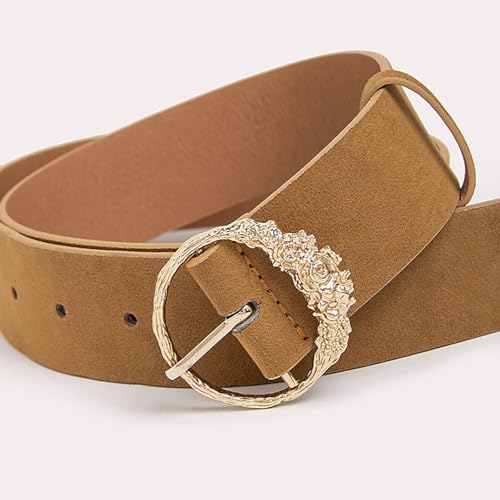 Camel Suede Belt Women Gold Buckle, Elegant Luxury Wide Belts for Women Jeans, Dress, Suit, Autumn And Winter Sweater, Coat2