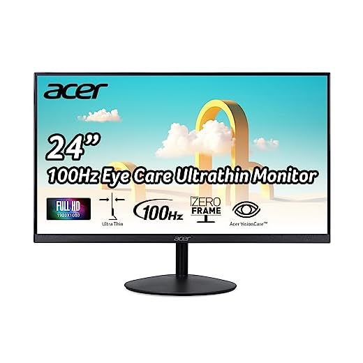 Acer SB242Y Hbi 23.8" Full HD (1920 x 1080) Zero-Frame Gaming Office Monitor | AMD FreeSync Technology | Ultra-Thin Stylish Design | 100Hz | 1ms (VRB) | Low Blue Light | Tilt | HDMI & VGA Ports