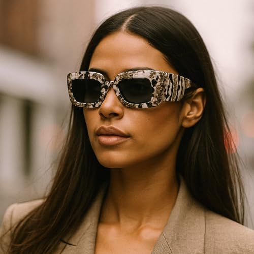 laureles/Square Snakeskin Pattern Rectangle Sunglasses Men Women Vintage Fluorescent Green Shade Glasses3