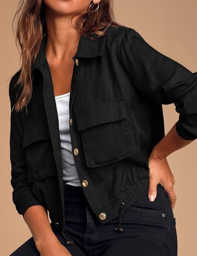 Women's Casual Loose Jacket Military Hunting Style Waisted Jacket Oversized Utility Anorak Coat with Pockets2