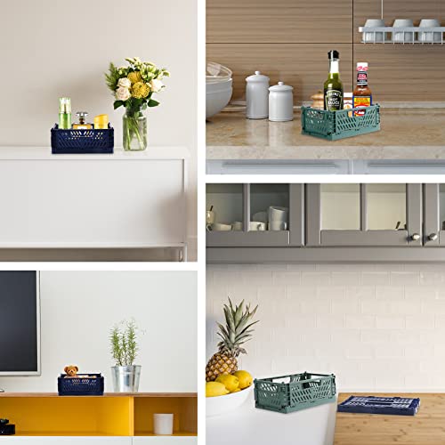 Comius Sharp Klappkiste 5 Stück Klappkorb Faltbare, Plastik Klappbox 22X14.8X8.7cm Einfache Umzug für Regal Zuhause Küche Klassenzimmer Schlafzimmer Badezimmer Büro