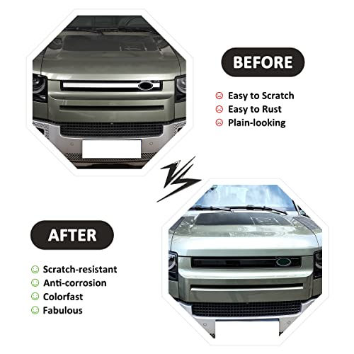 Image of Front Grille Trim Strips For Land Rover Defender 90 110 2020-2022 Grille Trim Strips Cover Frame Car Decorations Stickers (Gloss Black)
