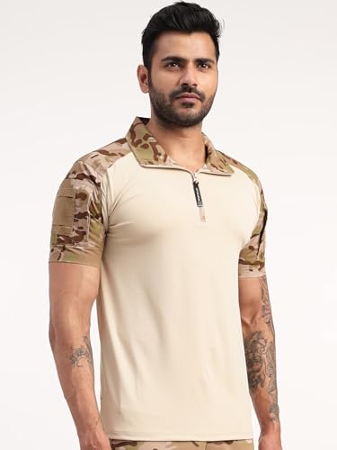 Image of MOUNTMILLER Men's Short Sleeve Ripstop Tactical Polo T-Shirt | Anti-Odor | Moisture-Wicking | UV Protective| Ideal for Hiking & Trekking, Outdoor