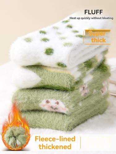 Women Fuzzy socks Winter Fluffy Warm 4-Pairs Cozy Comfy Home Sleeping Socks2