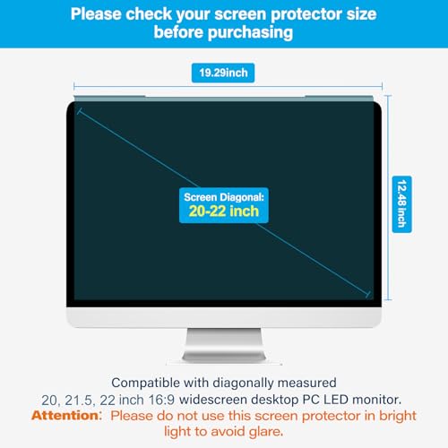 Image of MOSISO Computer Blue Light Blocking Screen Protector Anti-UV Filter Film | 20-22 inch Screen Eye Protection Filter Film Panel for Diagonal 20,21.5,22 inch 16:9 Widescreen Desktop PC LED Monitor
