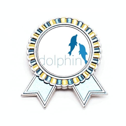 Broche dauphin Blue Ocean en métal ciselé avec finitions M