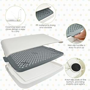 Hamiledyi Dog Potty Tray Pet Dog Pee Pad Holder 19x14 Puppy Training Pad Holder Dog Toilet Pad Mesh Training Toilet Portable Dog Litter Box for Small and Medium Dogs Puddybunny Cats gray  Cucciolini Doodles Hamiledyi dog potty tray pet dog pee pad holder 19x14 puppy training pad holder dog toilet pad mesh training toilet portable dog litter box for small and medium dogs puddybunny cats gray   cucciolini doodles