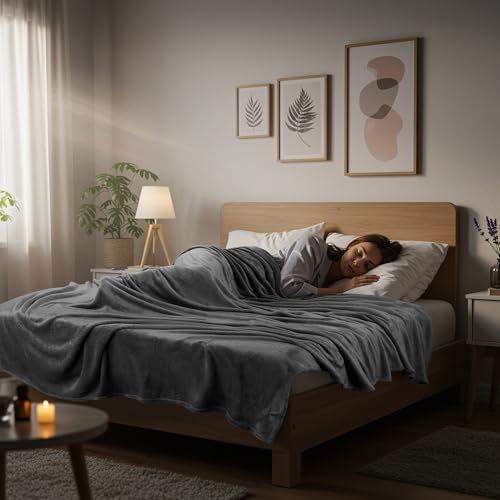 Image of Utopia Bedding Fleece Blanket California King Size Grey 300GSM Luxury Fuzzy Soft Anti-Static Microfiber Bed Blanket (102x96 Inch)