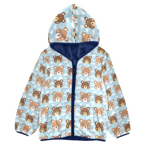 Cute Bear Boys Fleece Coat,Children's Zip-Up Hoodie Jacket,Baby Warm Fashion Outerwear 3-10T,A113444
