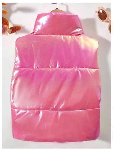 Girl's Metallic Zip Up Puffer Vest Coat Sleeveless Jacket Coat Outwear2