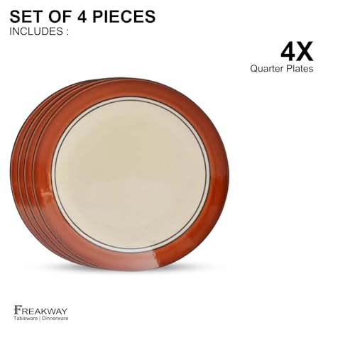 Image of Freakway Brown and White Ceramic Stoneware Plates Set of 4 Pieces