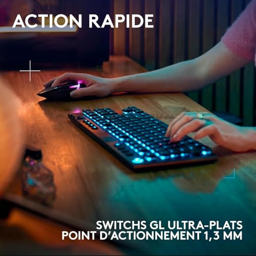 Logitech G G915 Tenkeyless Lightspeed Carbone Tactile Version - vue 8